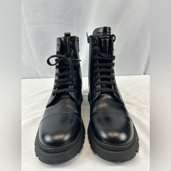 Prada Spazzaloto Leather Combat Boots - Picture 2 of 13